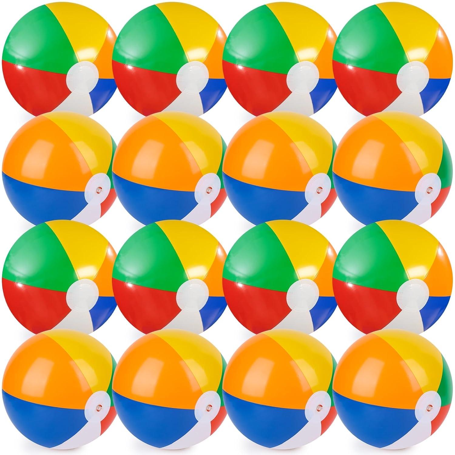 12" Mini Beach Balls Bulk (12 Pack) Summer Party Favors for Kids, Pool Toys