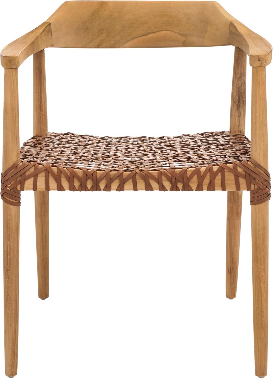 Munro Leather Woven Accent Chair - ACH1005 - Natural/Light Honey - Safavieh