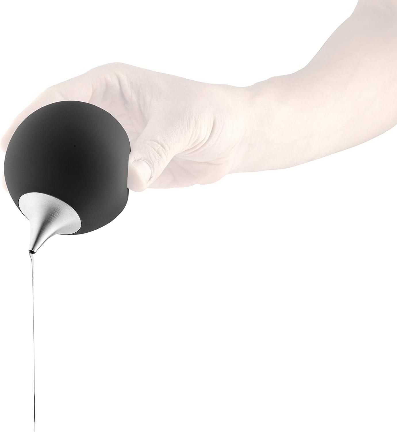 Black Silicone and Stainless Steel Round Soap Dispenser