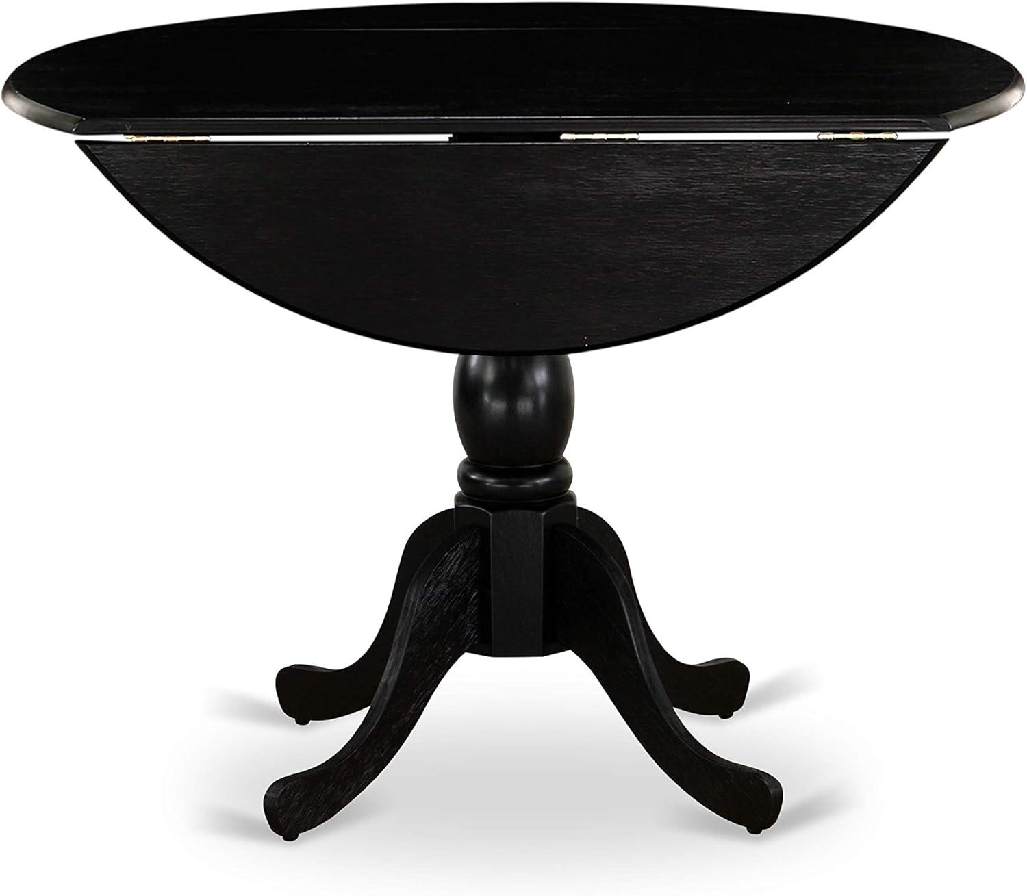 East West Furniture Dublin Wood Dining Table with Pedestal Legs in Black