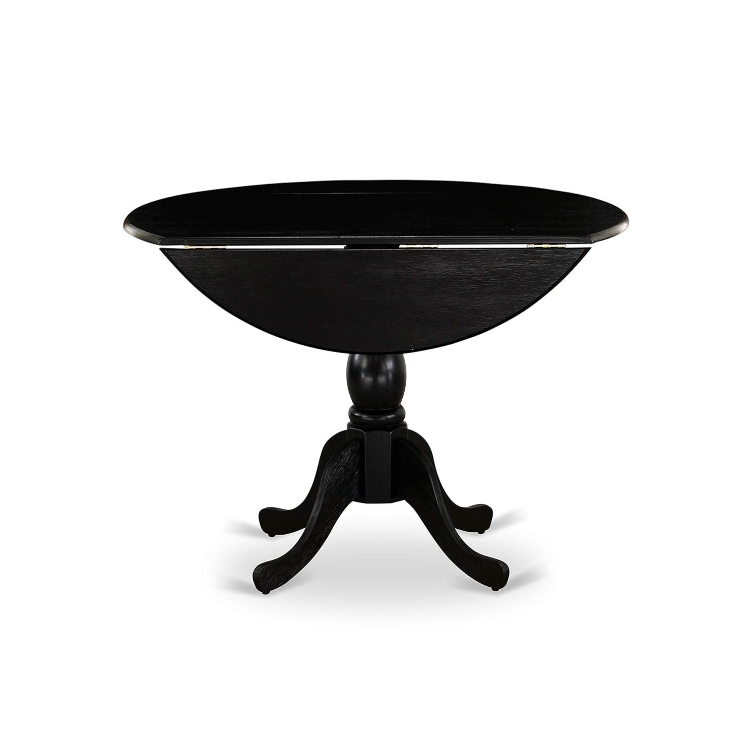 East West Furniture Dublin Wood Dining Table with Pedestal Legs in Black