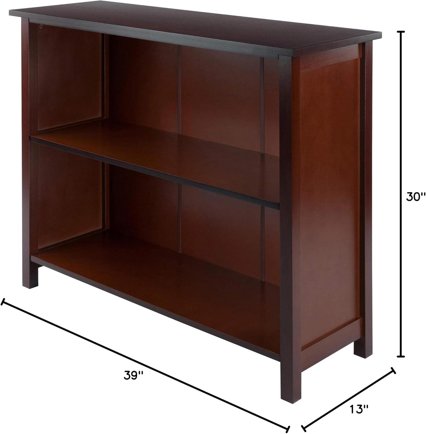 30" 3 Tier Milan Storage Shelf or Bookshelf Long Walnut - Winsome: Fixed Shelves, Wood Composite