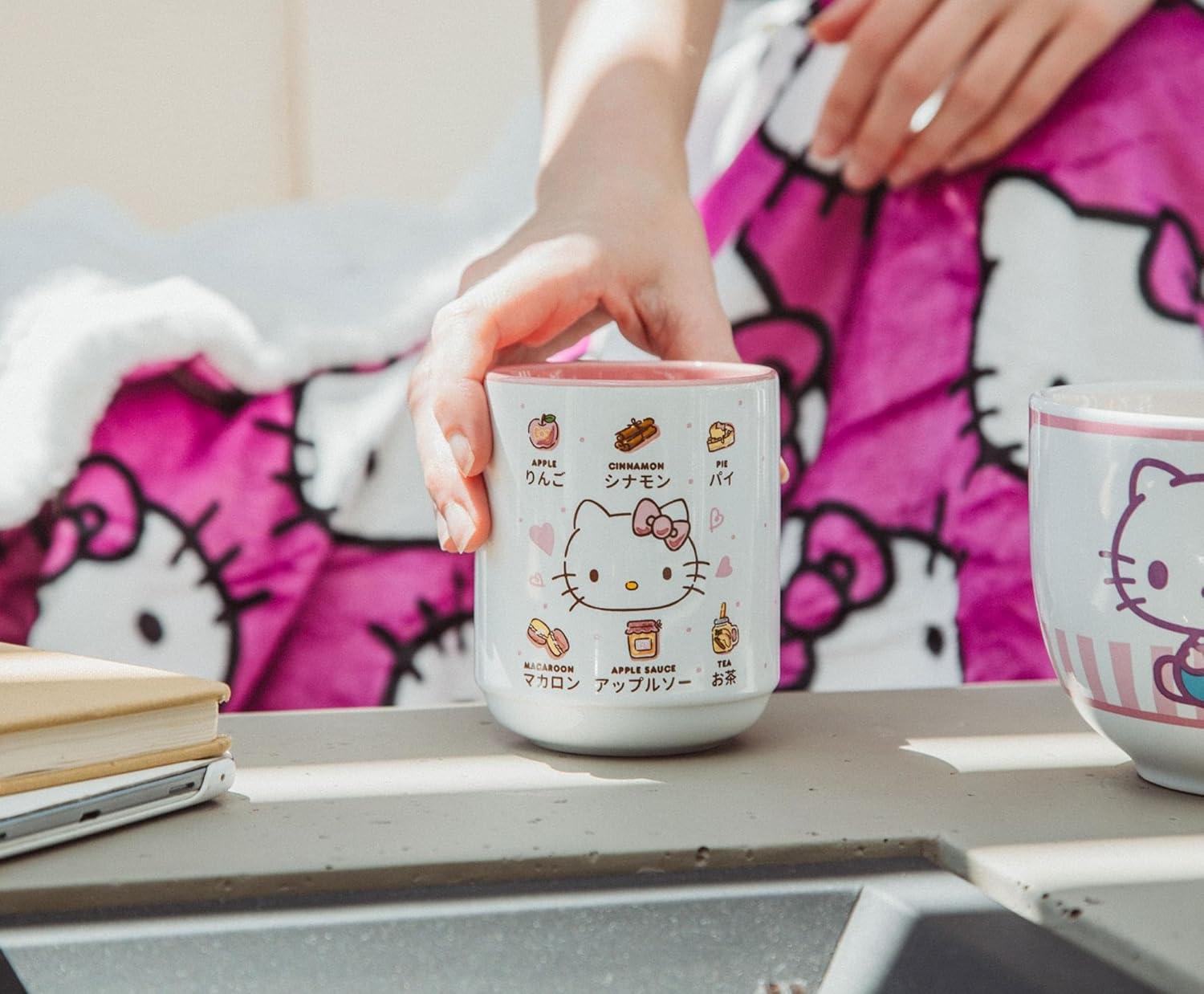Silver Buffalo Sanrio Hello Kitty Apple Icons Ceramic Tea Cup | Holds 9 Ounces