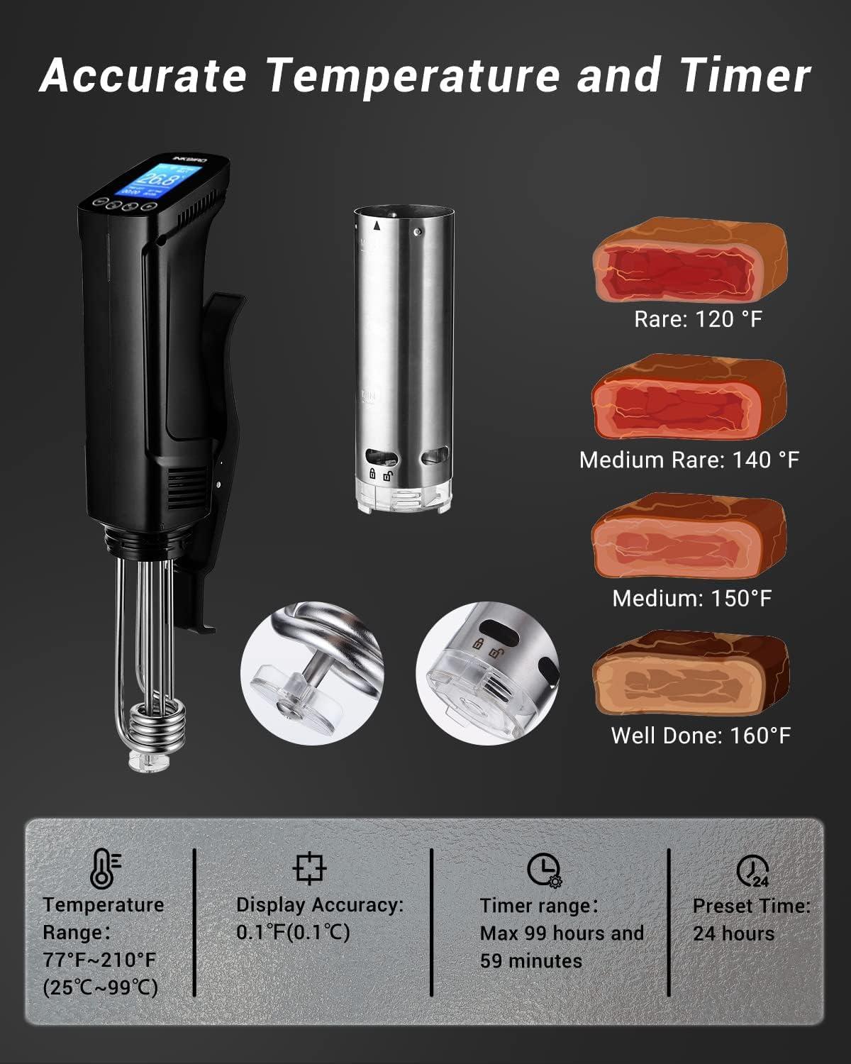 Inkbird Black and Silver WiFi Sous Vide Cooker with LCD Display