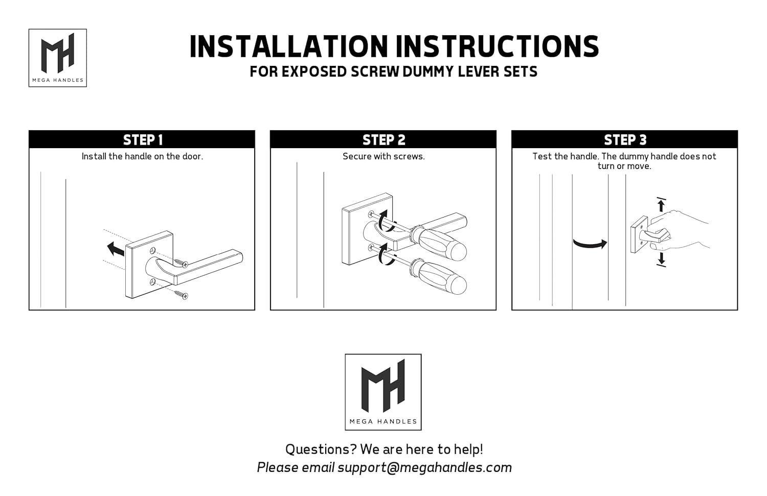 Mega Handles Schein Door Lever for Closet and French Doors I Non-Turning Screws Included
