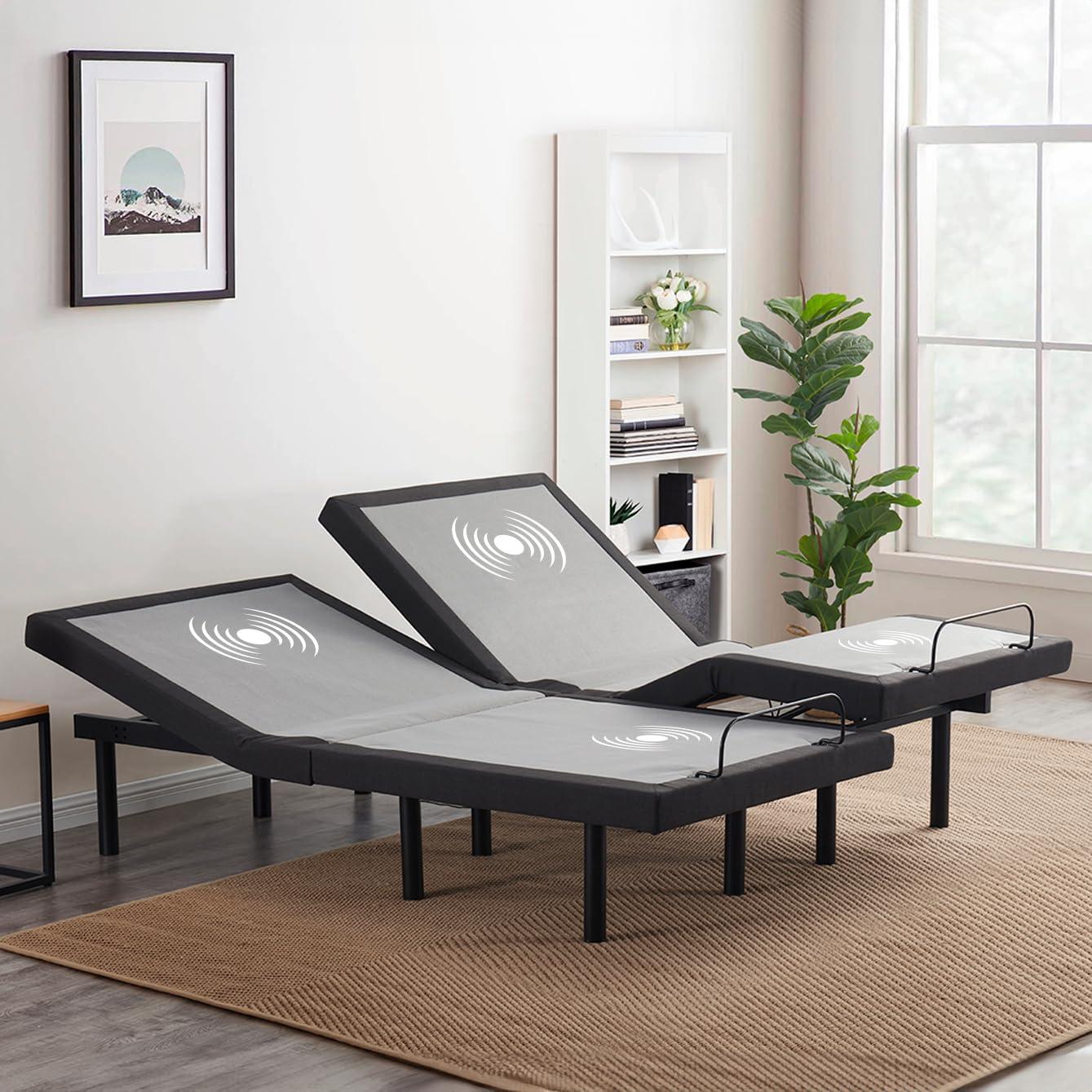 Clara Clark Clara Clark Massaging Zero Gravity, Zero Clearance Adjustable Bed with Wireless Remote, USB Ports & LED Lights