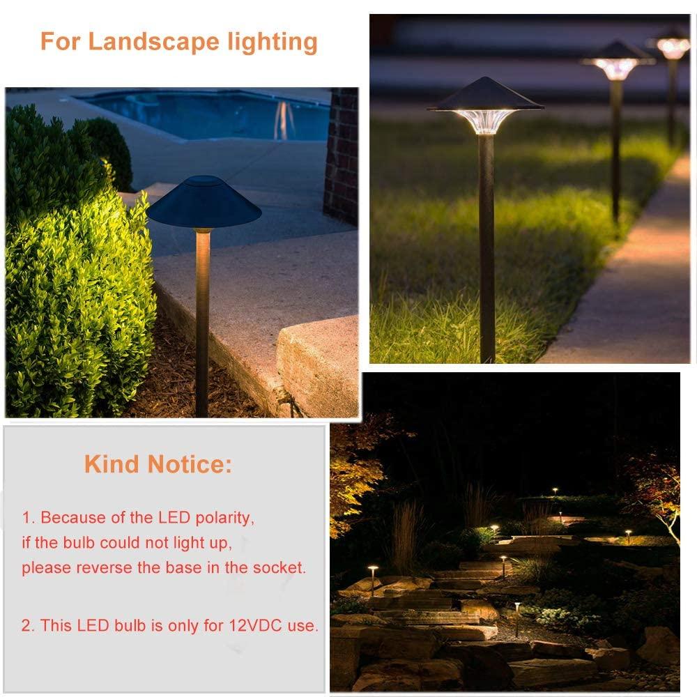 Cheopha T10 T5 Wedge Base LED Bulb 12VDC Landscape Wedge Bulb, 194 168 W5W LED Bulbs for Outdoor Landscape Path Step Deck Lights Cool White 6000k 1W Pack of 6