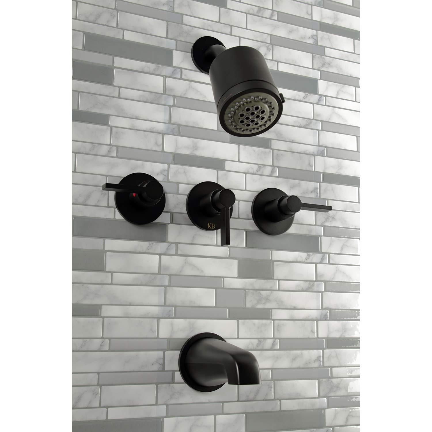 Kingston Brass NuvoFusion Triple-Handle Tub and Shower Faucet