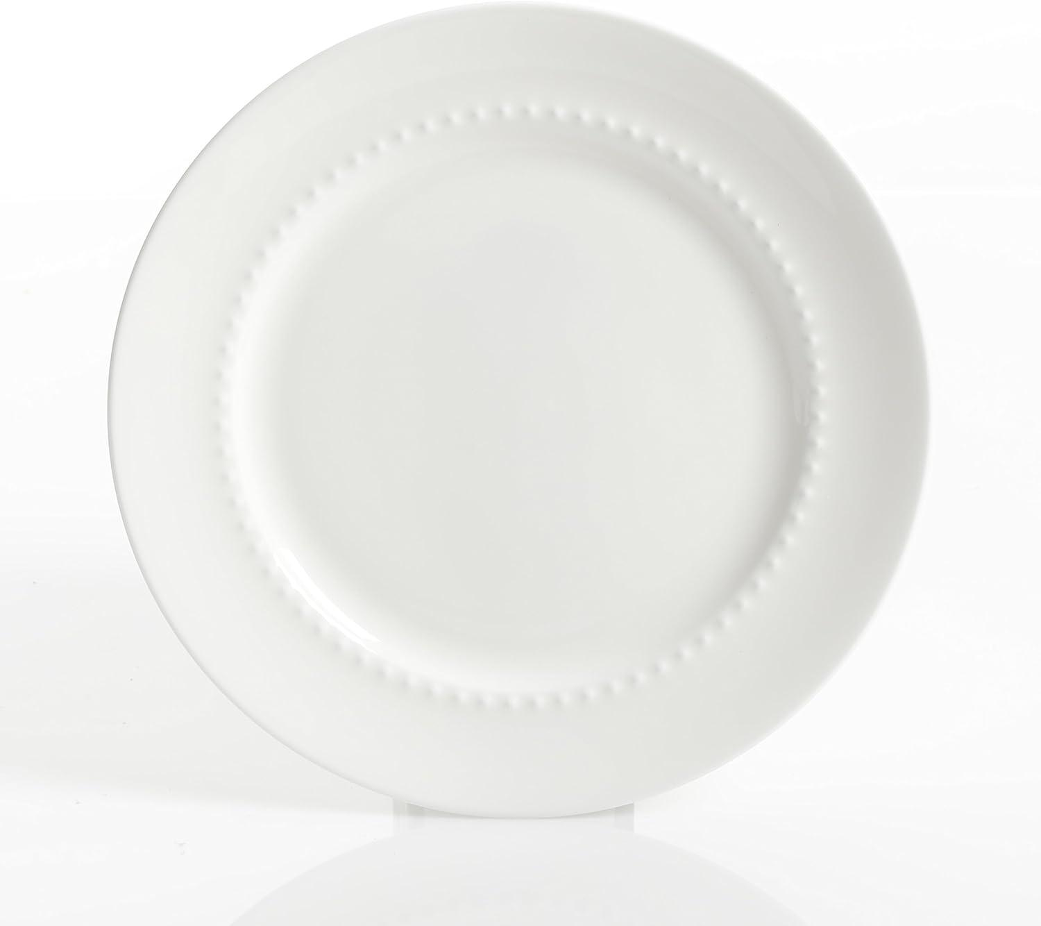 White Porcelain Embossed 16-Piece Dinnerware Set, Service for 4