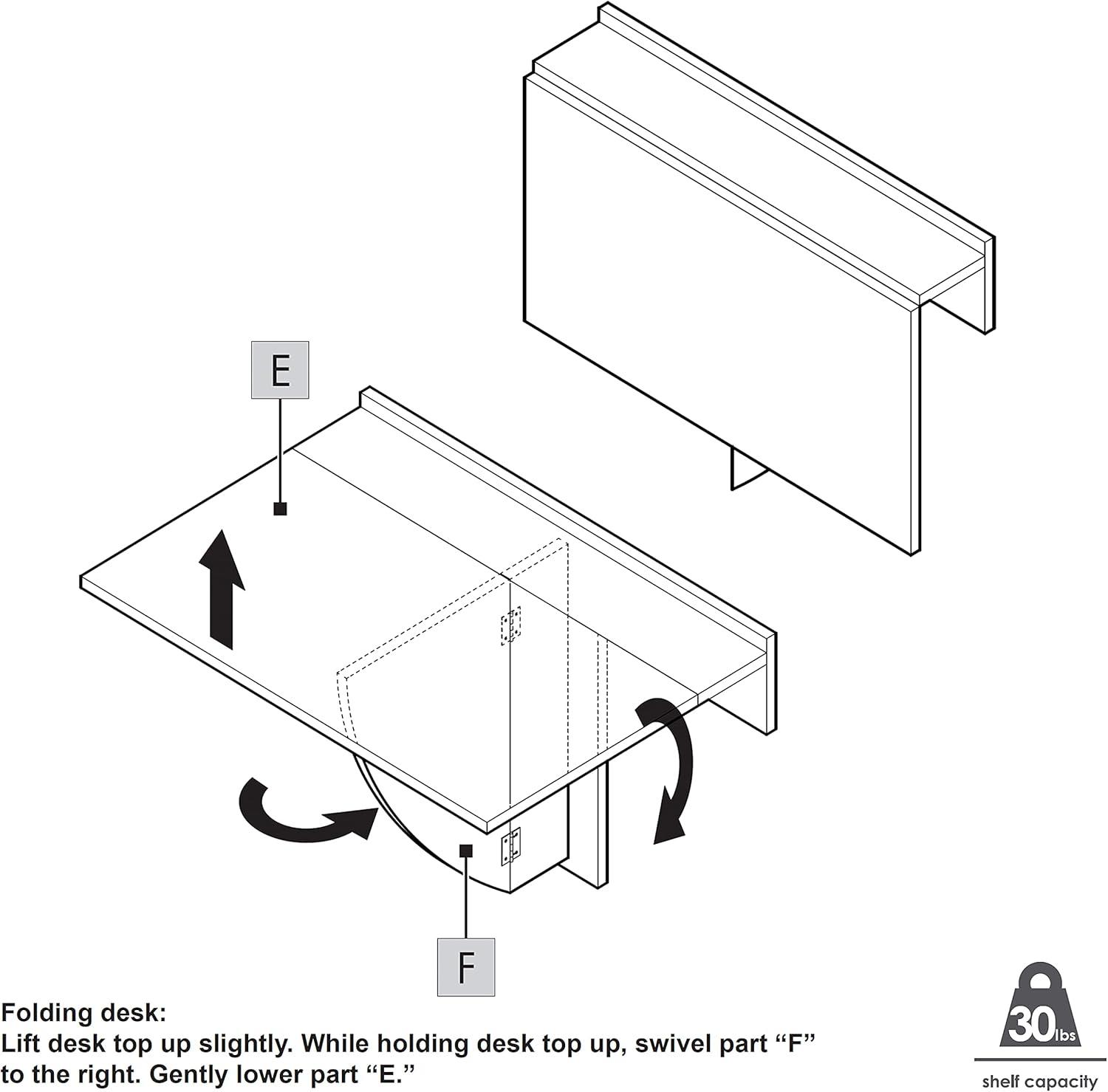 Compact White Wood 30" Wall Mounted Foldable Desk