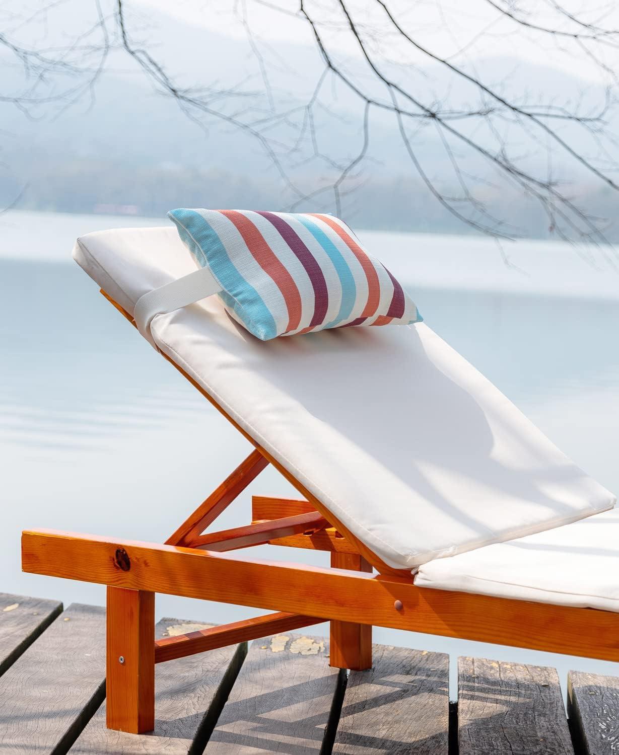 Outdoor Pillows for Lounge Chair Head Resting, Small Square Decotative Pillow with Adjustable Stripe for Recliner, Office Chair,Car Seat,Sofa Neck or Lumbar Attachment,Waterproof 2pack