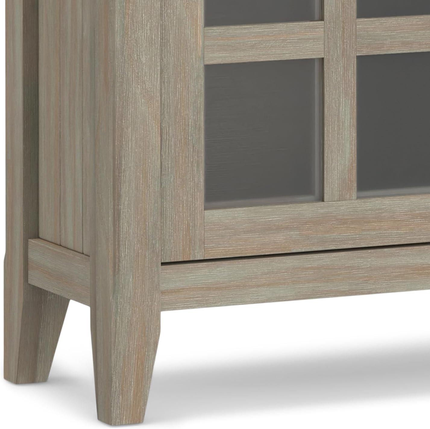 Simpli Home Acadian 36"W Solid Wood 2-Shelf Entryway Storage Cabinet with Glass Doors and 2 Drawers