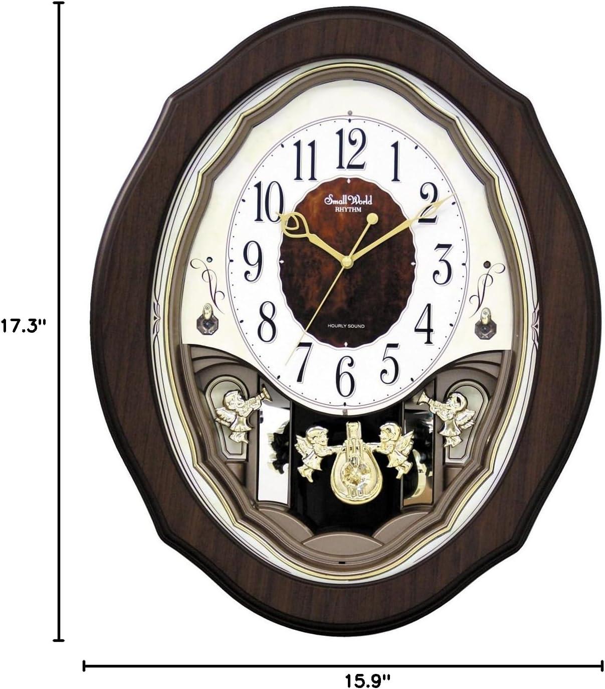 Precious Angels Black Wooden Musical Wall Clock