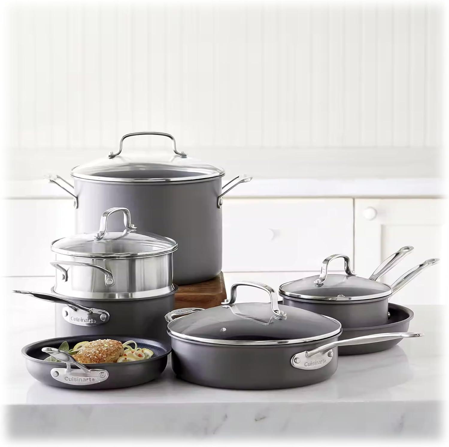 Cuisinart 11-Piece Black Aluminum Nonstick Cookware Set