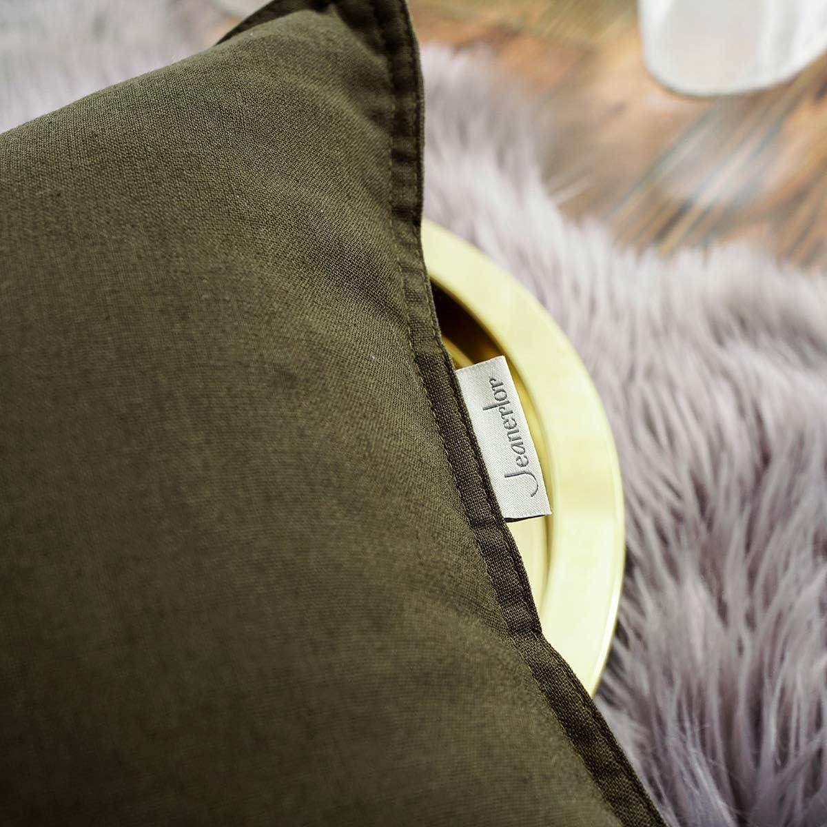 Jeanerlor Natural Cotton Linen Soft Soild Decorative Square Throw Pillow Covers Set Cushion Case for Sofa Bedroom Car24 x 24 Inch 60 x 60cm,Olive Green