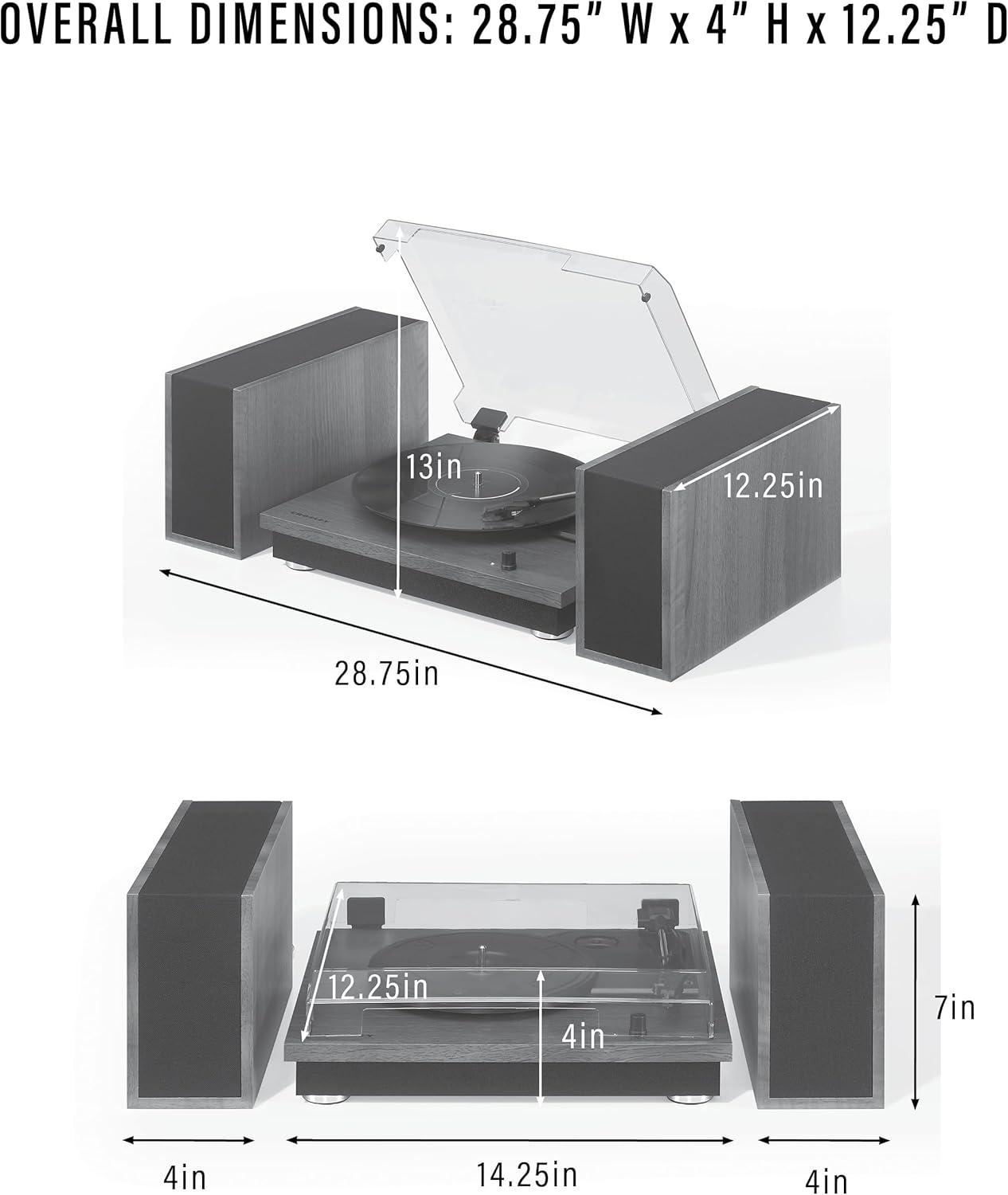 Crosley Riff Bluetooth Vinyl Record Player with Speakers, 3-Speed Turntable, 6 Modular Layouts