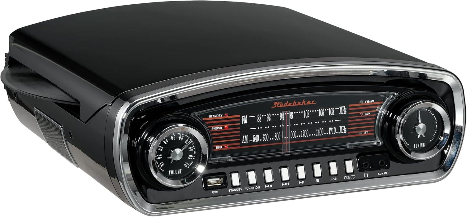 Studebaker Portable 3 - Speed Turntable Decorative Record Player with Bluetooth
