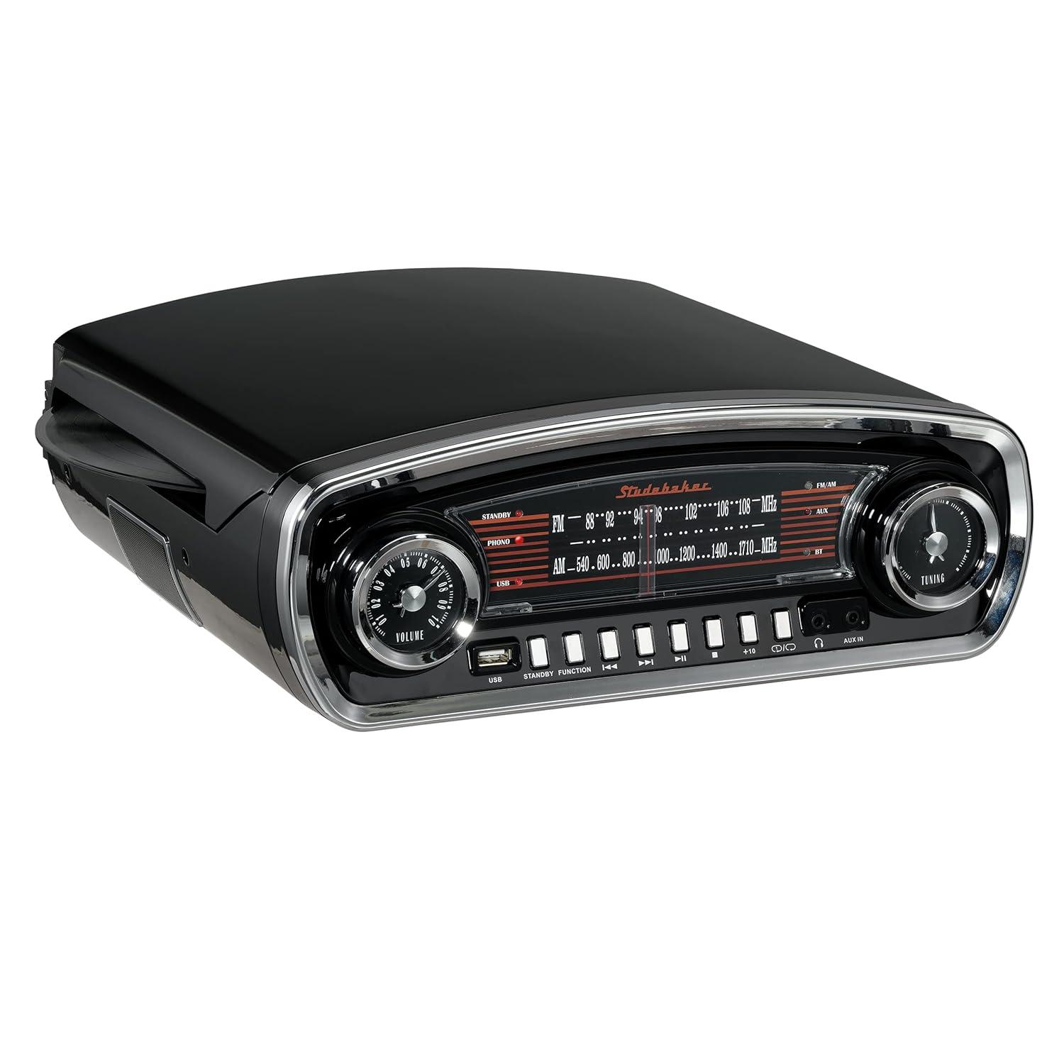 Studebaker Portable 3 - Speed Turntable Decorative Record Player with Bluetooth