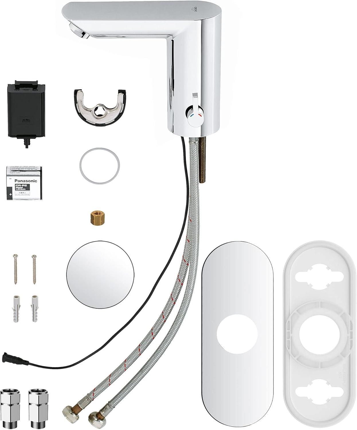 Grohe 36466000 Baucosmopolitan E Touchless Electronic Faucet with Temperature Control Lever, Battery-Powered