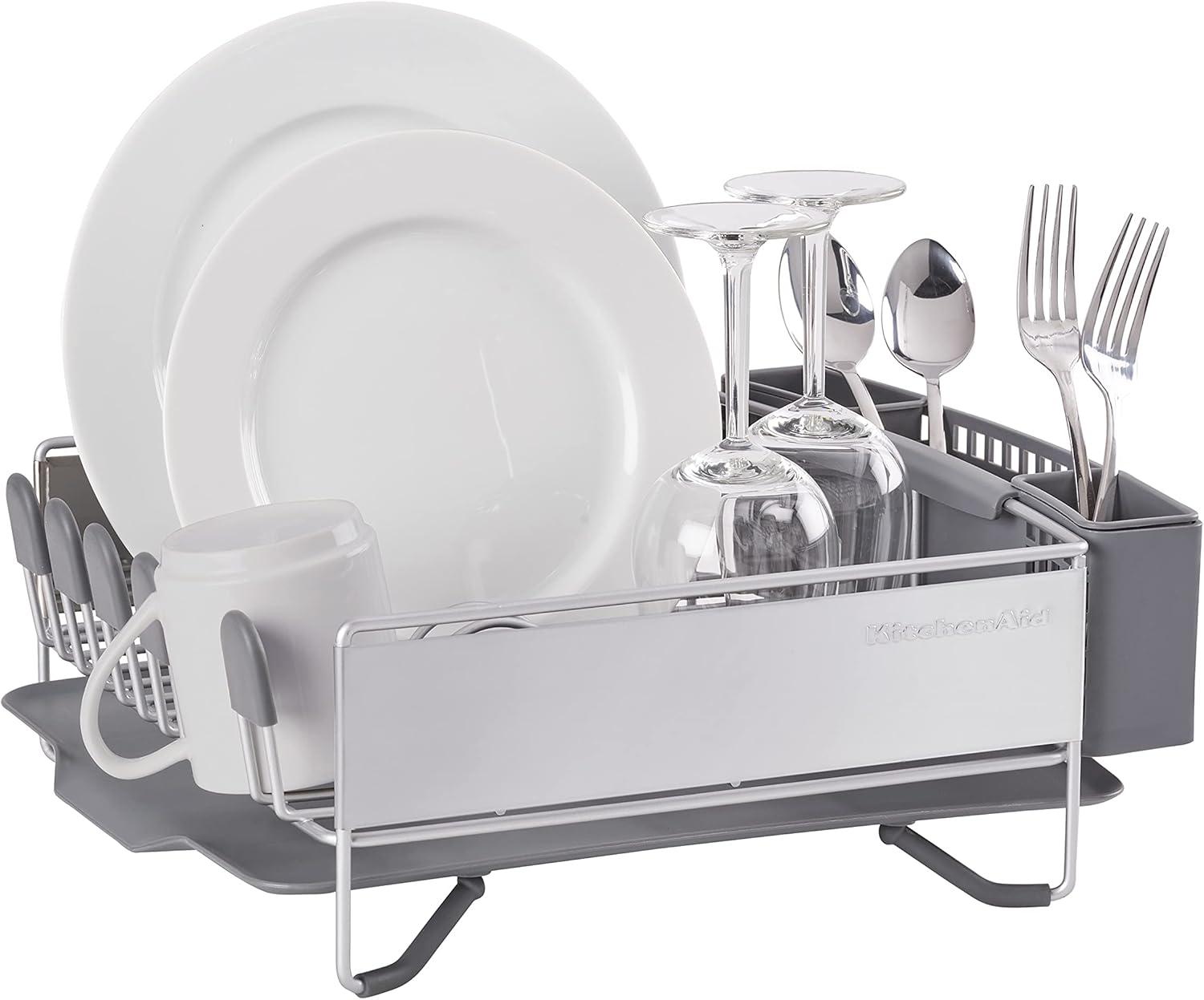 KitchenAid® Compact Stainless Steel Dish Rack, Satin Gray, 15-Inch-by-13.25-Inch