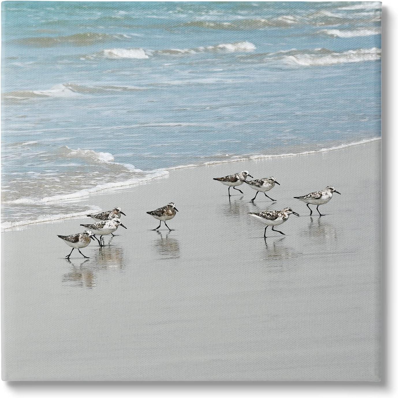 Au-402-Canvas " Sandpipers Flock Sandy Beach Shore " by Natalie Carpentieri Painting Print