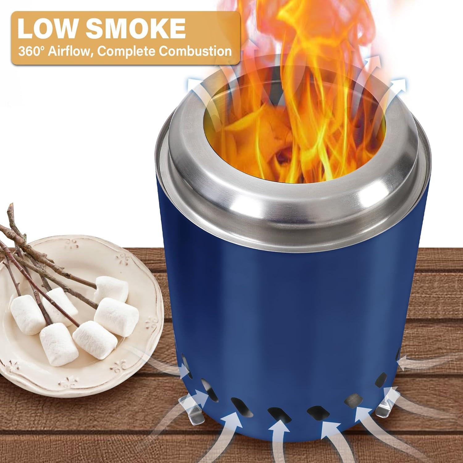 5.5inch Mini Fire Pit for Table, Small Tabletop Fire Pit , Outdoor Fire Pit Tabletop with Carry Bag,Stainless Steel, Blue