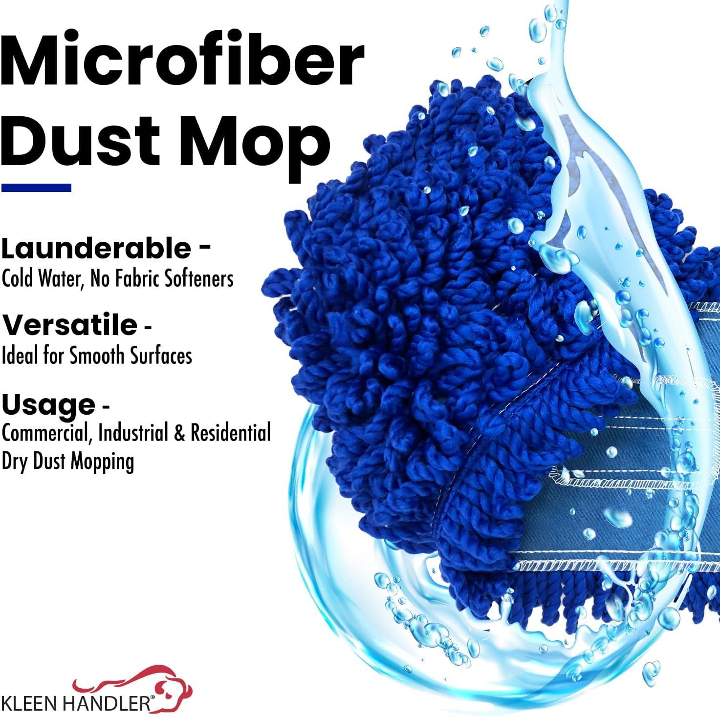 Kleen Handler 36 inch Microfiber Dust Mop | 12 Pack, Large Washable Commercial Mop Head Replacement