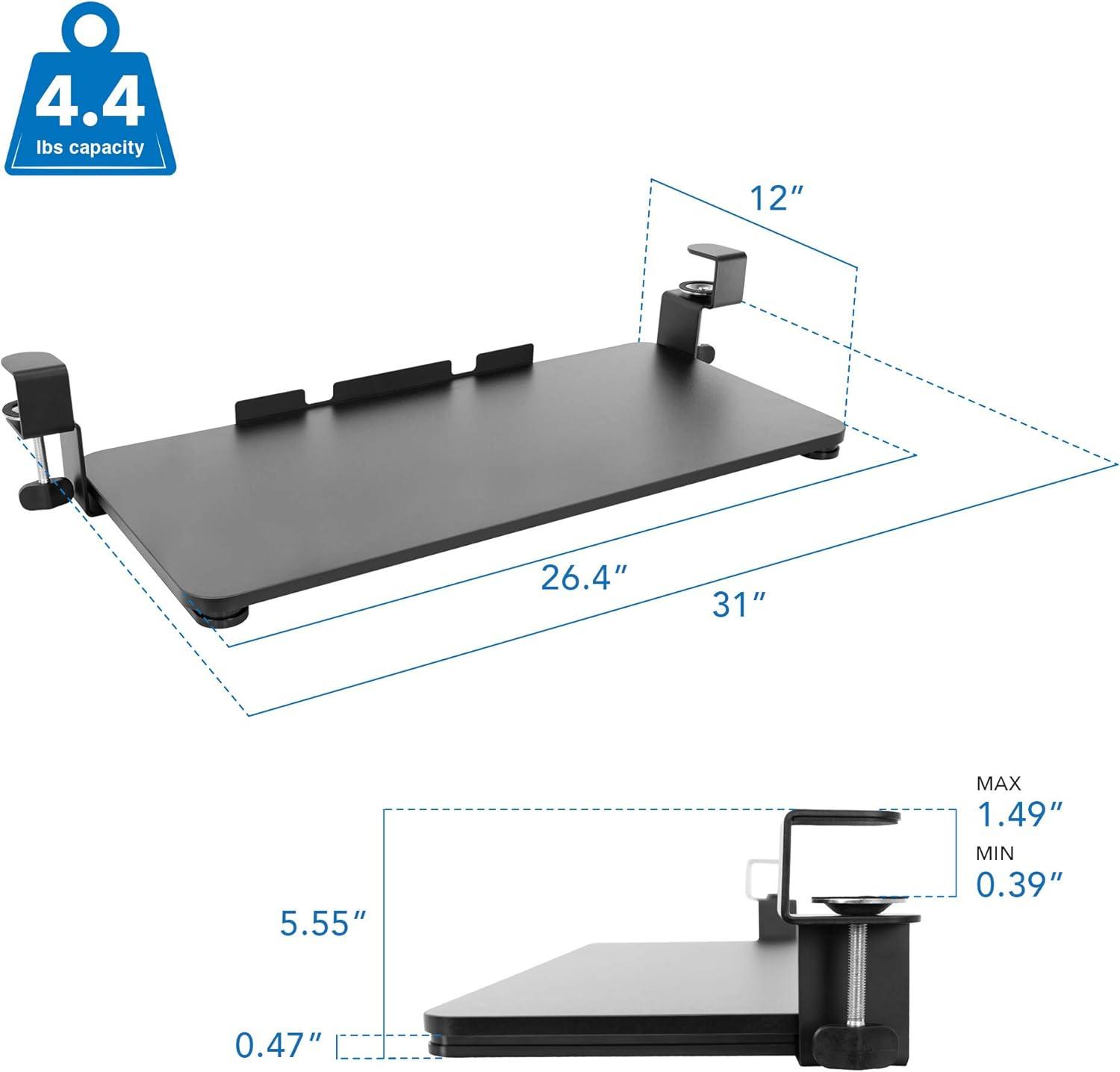 Adjustable Black Clamp-On Under Desk Keyboard Tray