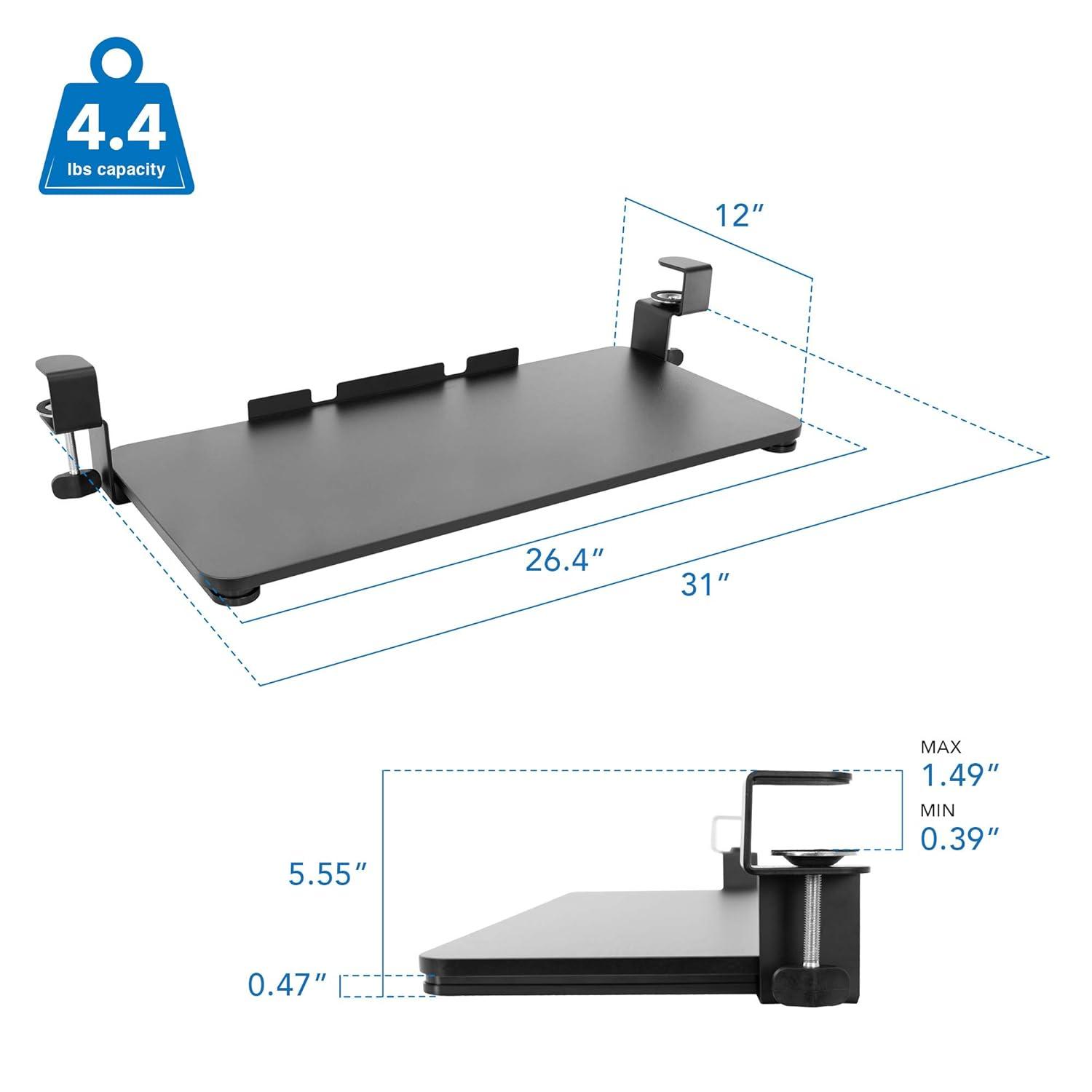 Mount-It! Clamp Keyboard Tray | Sliding Under Desk Keyboard &  Mouse Platform | Retractable Undermount Drawer | No Screws or Scratches to Assemble