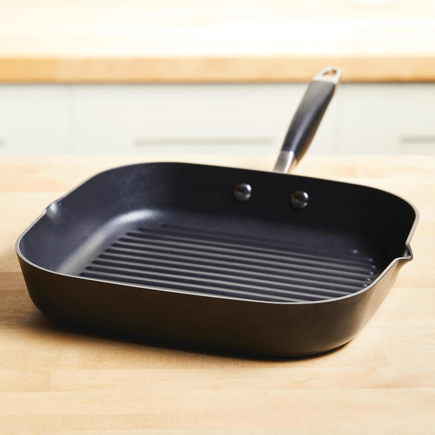Anolon Anolon Advanced Home Hard Anodized Nonstick Deep Square Grill / Griddle Pan With Pour Spouts,11 Inch