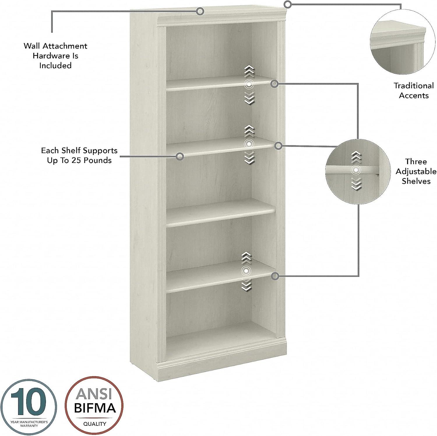 Bush Furniture Saratoga Tall 5 Shelf Bookcase - Set of 2