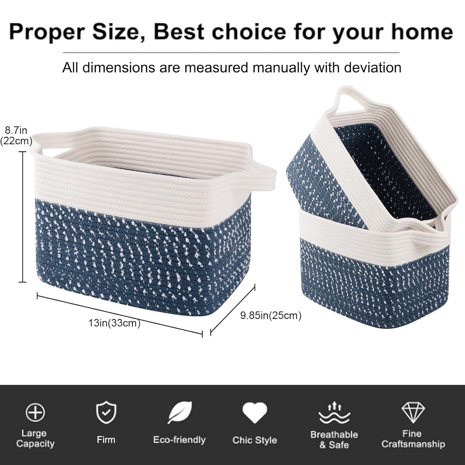 Rosecliff Heights Pack of 3 Cotton Rope Woven Baskets for Storage