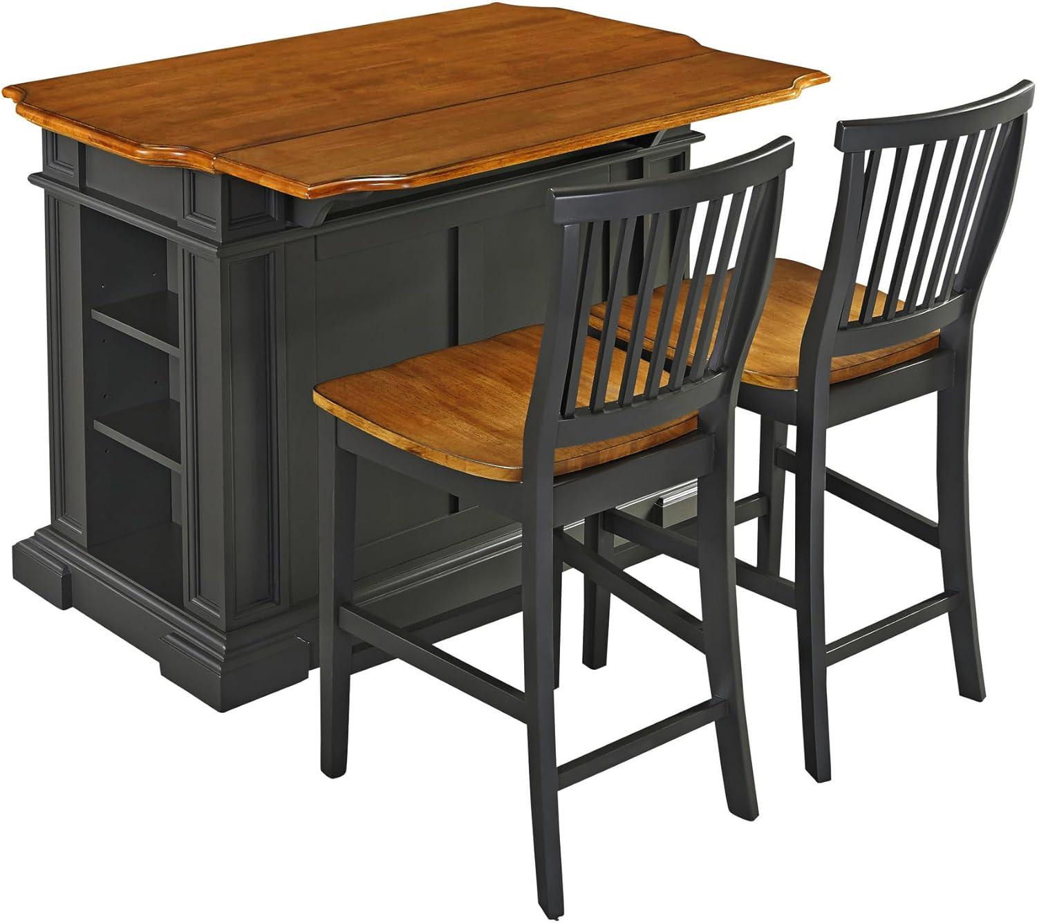 Americana Gray Kitchen Island Set with Distressed Oak Top