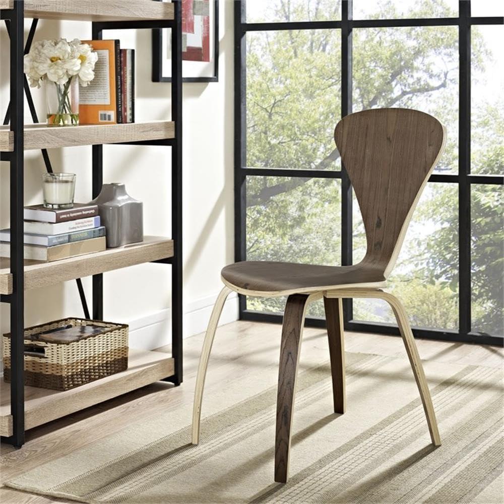 Modway Dark Walnut Style Stacking Chair Set by Modway