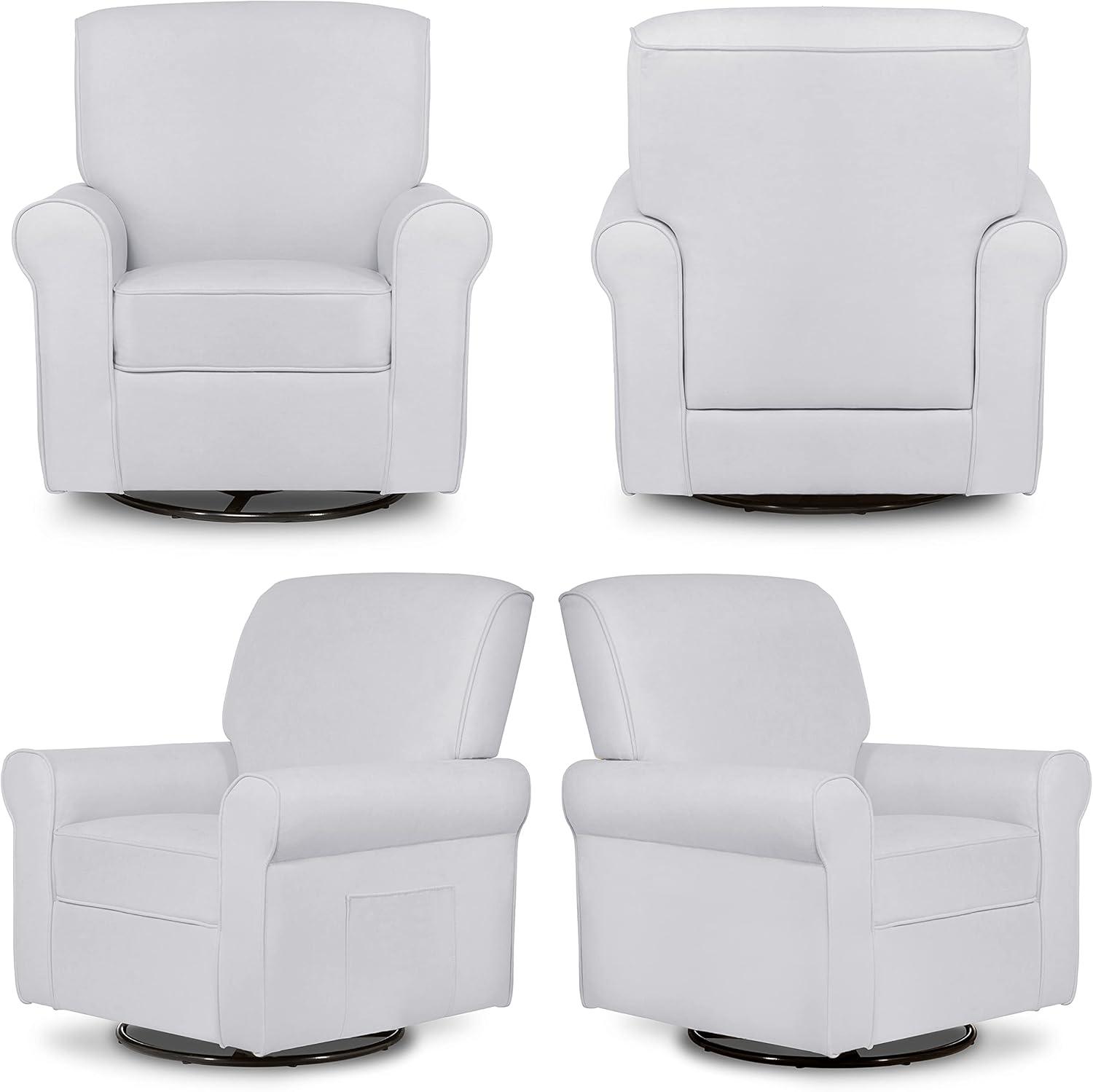 Evolur London Upholstered 360 Swivel Rocker, Misty Grey