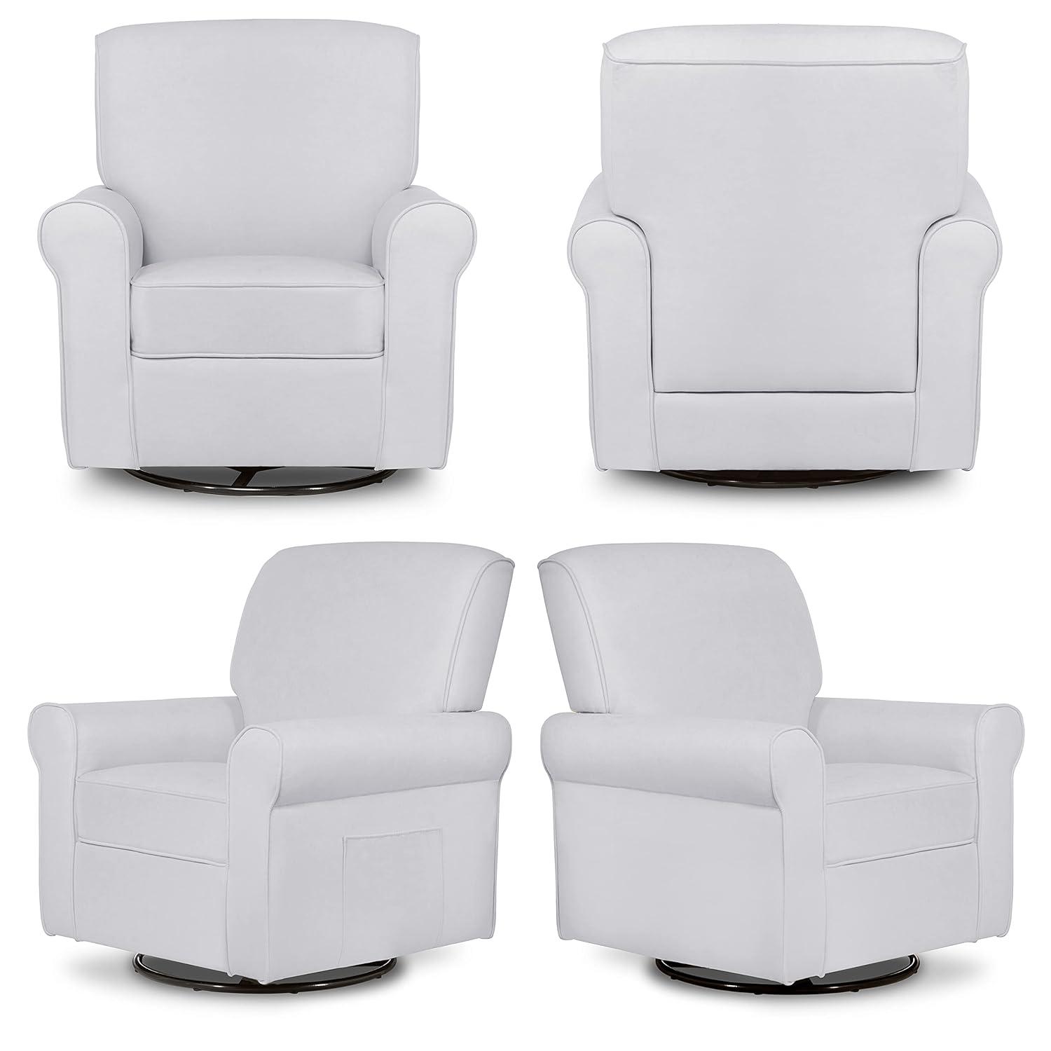 Evolur London Upholstered 360 Swivel Rocker, Misty Grey