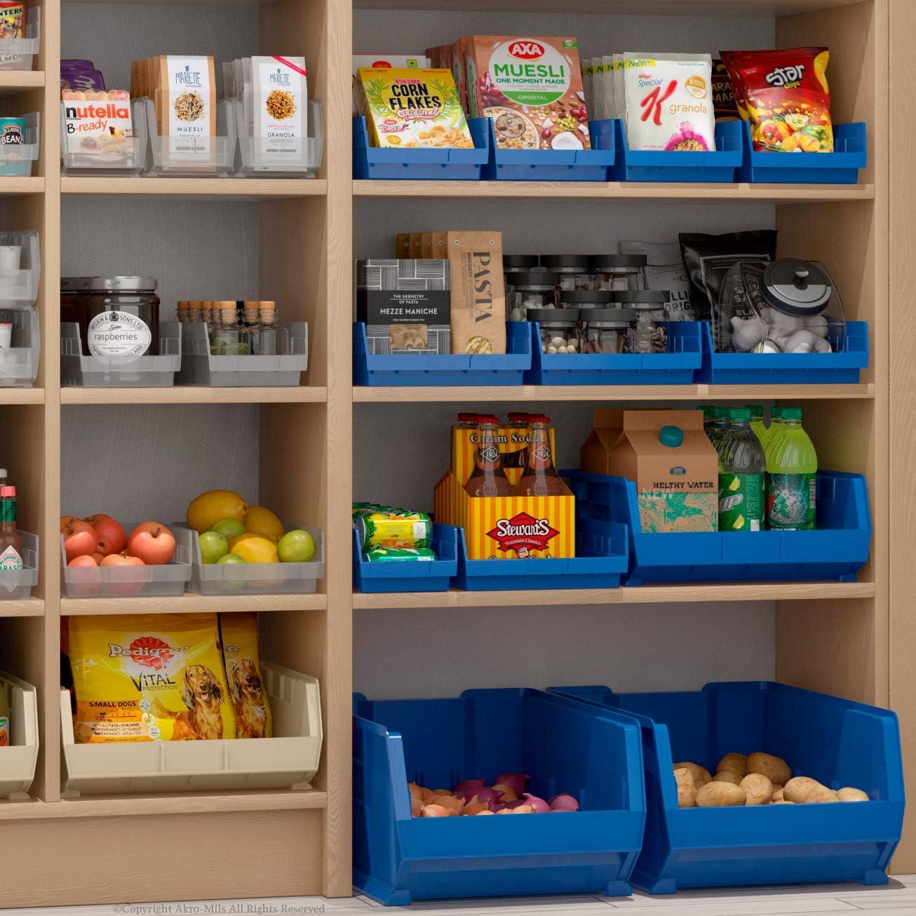 Blue Heavy Duty Plastic Shelf Storage Bins, 24-Inch