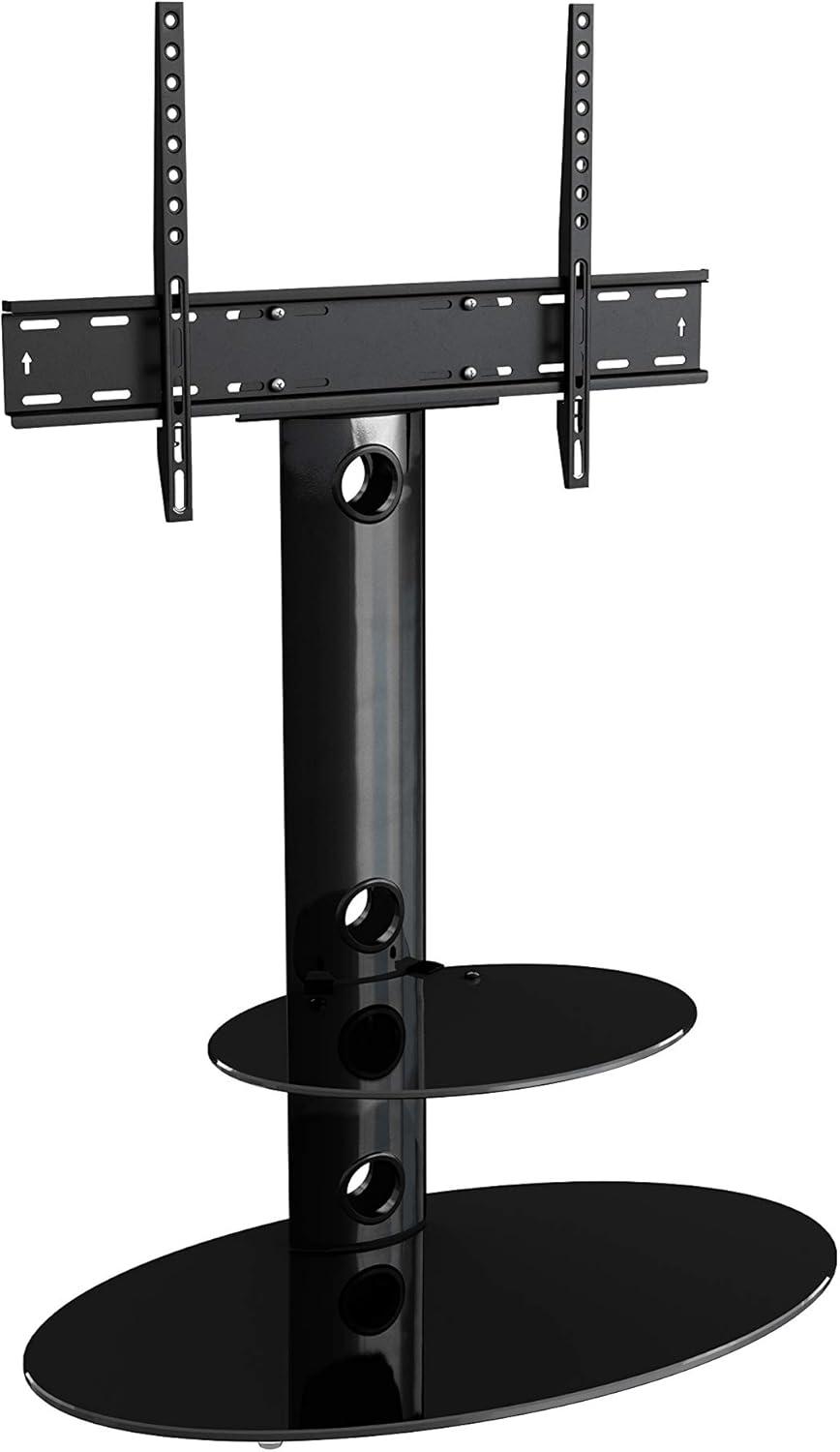 Lugano Black Tempered Glass Corner TV Stand with Mount for 32"-50"