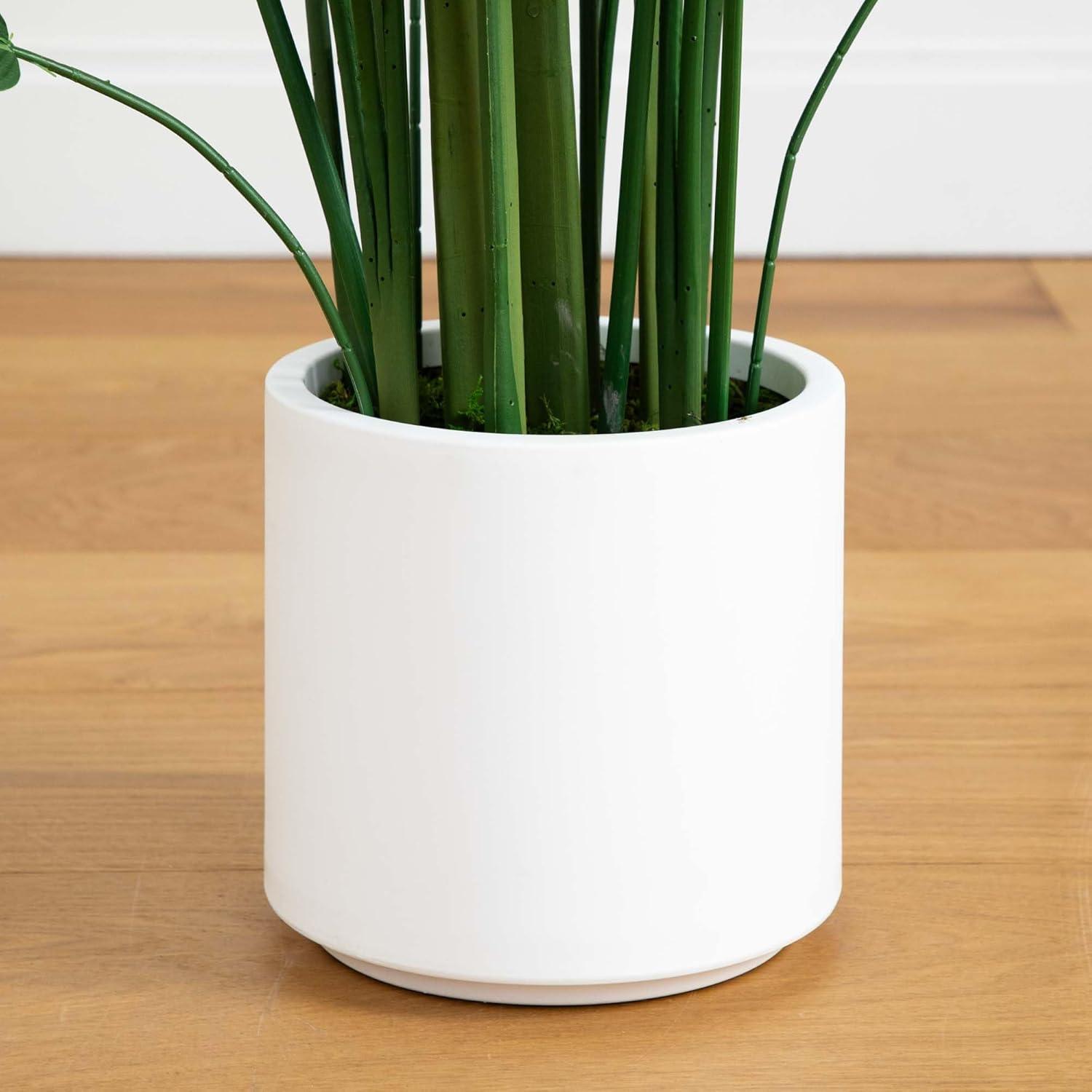 Nearly Natural 5-ft Artificial Sky Bird Tree in White Decorative Planter