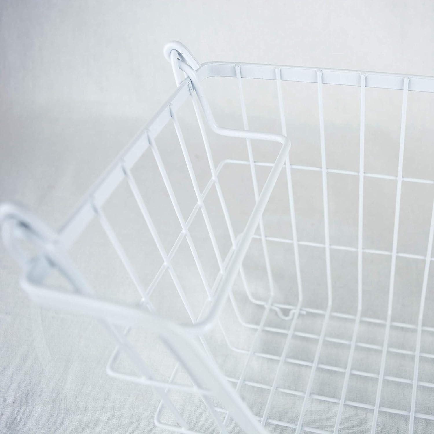 DII Metal Wire Mesh Stackable Utility Storage Bin, Small Rectangle, 13x6x7", White