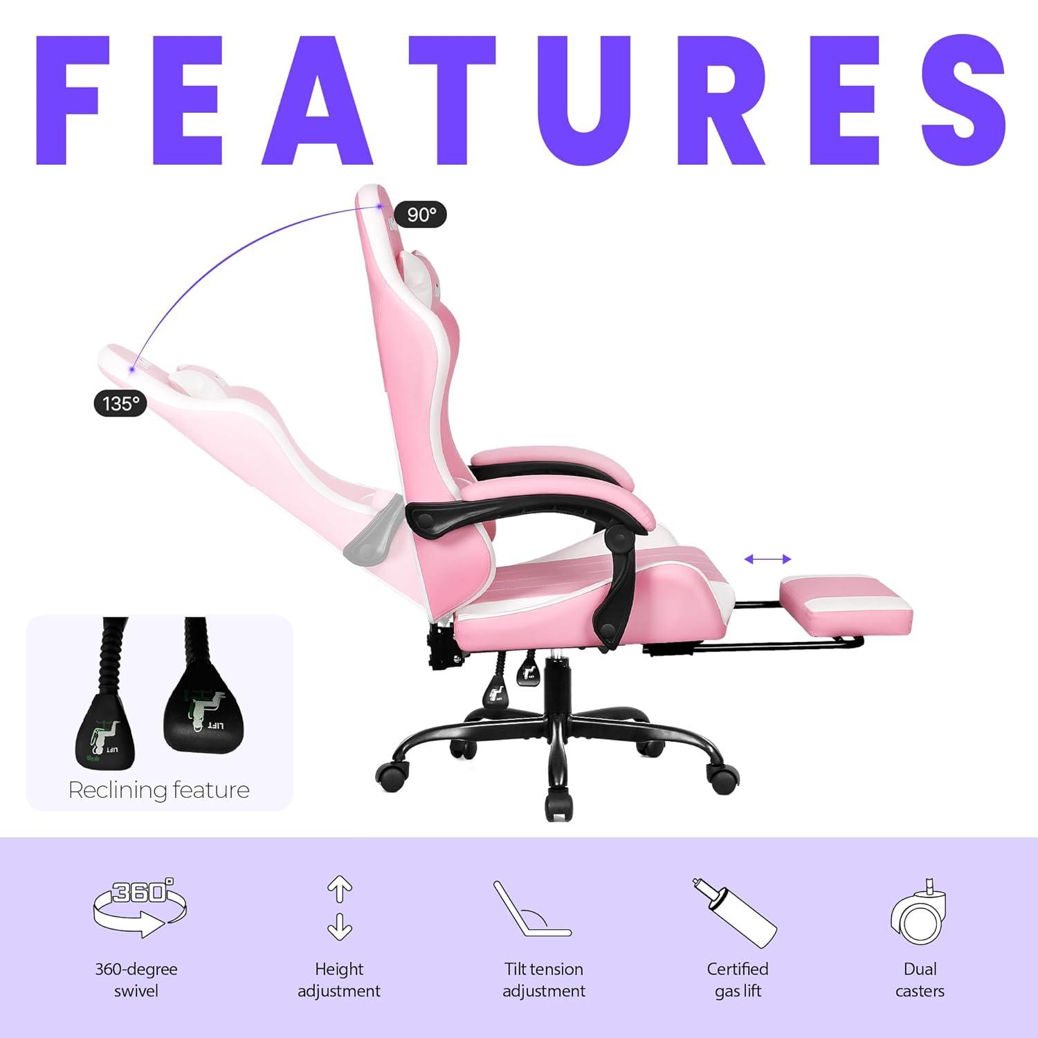 Neo Chair N-GEN Adjustable Ergonomic Faux Leather Swiveling PC & Racing Game Office Desk Chair with Flip-Up Arms