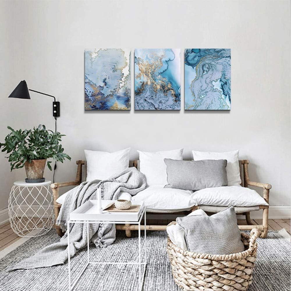 Blue Abstract Canvas Wall Art For Living Room Bedroom Wall Decor Office Pictures Watercolor Wall Paintings Bathroom Home Decoration Posters Prints Artwork 12'' X 16'' 3 Piece Set
