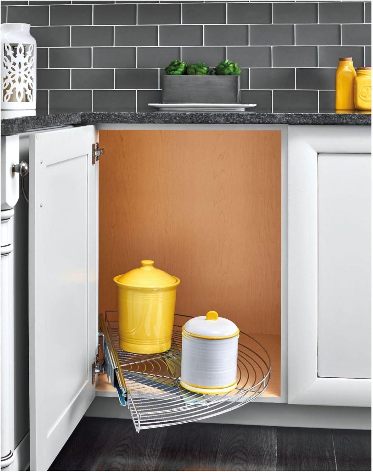 Rev-A-Shelf 5881-33-1 Classic 33" Half Moon Wire Lazy Susan Shelf Blind Corner Pivot