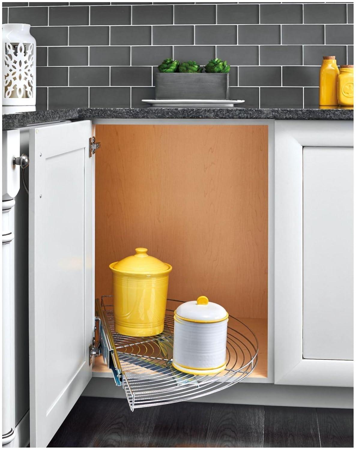 Rev-A-Shelf 5881-33-1 Classic 33" Half Moon Wire Lazy Susan Shelf Blind Corner Pivot