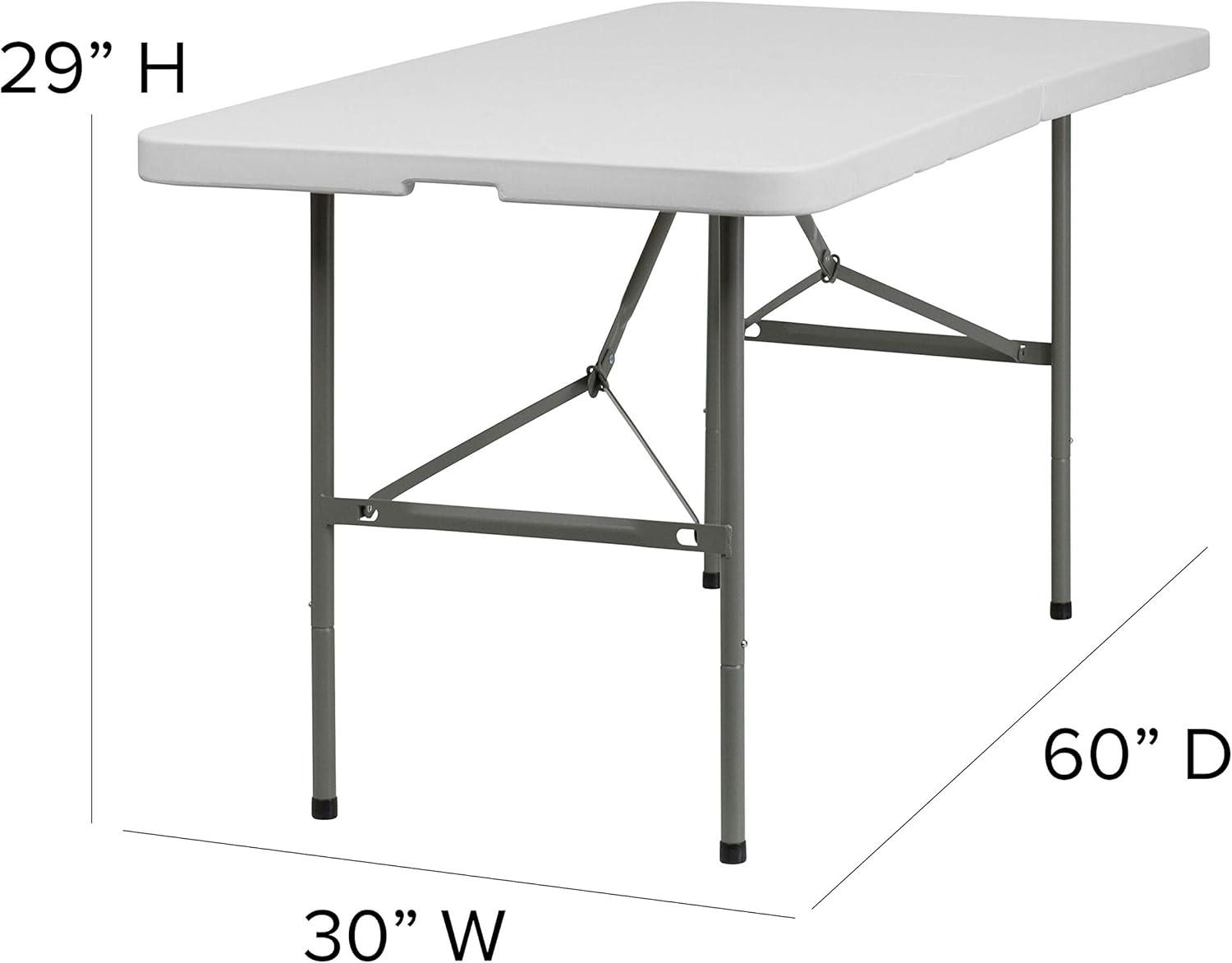 Flash Furniture Noah 30"W x 60"L Bi-Fold Granite White Plastic Folding Table - Banquet Table & Reviews | Wayfair