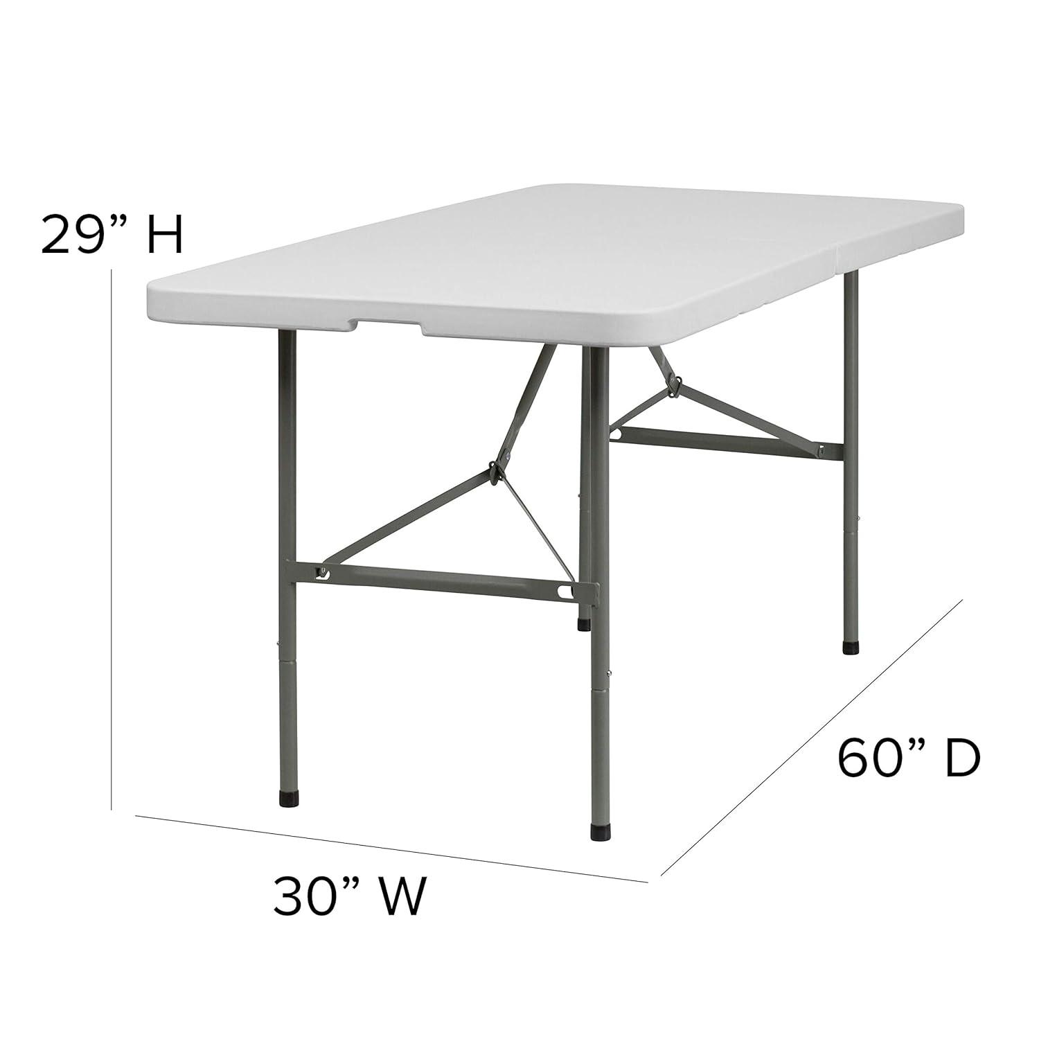 Flash Furniture Noah 30"W x 60"L Bi-Fold Granite White Plastic Folding Table - Banquet Table & Reviews | Wayfair
