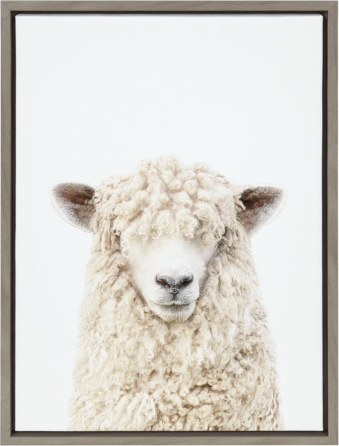 18" x 24" Sylvie Sheep Bangs Portrait Framed Canvas by Amy Peterson - Kate & Laurel All Things Decor