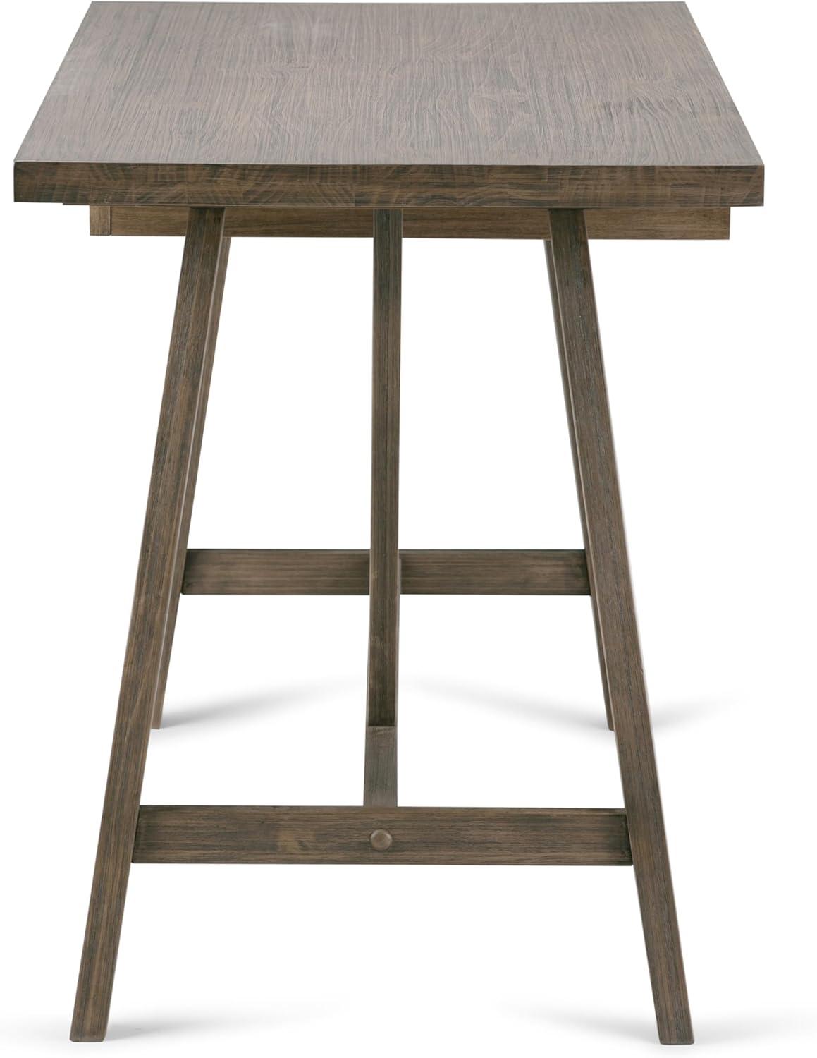 Simpli Home Dylan Solid Wood Industrial 60 " Writing Office Desk in Driftwood