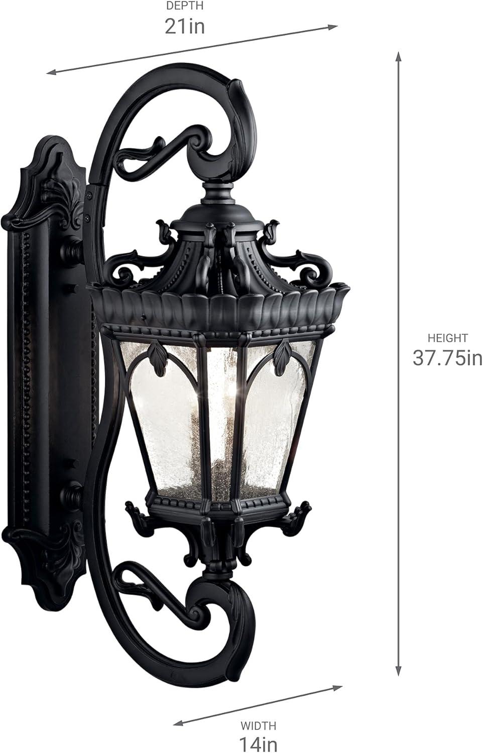 Tournai 37.75" 4 Light Outdoor Wall Light with Clear Seeded Glass in Textured Black