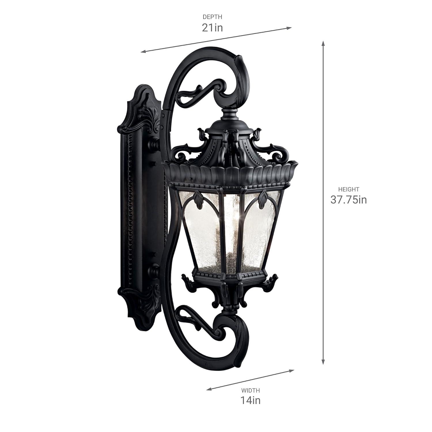 Tournai 37.75" 4 Light Outdoor Wall Light with Clear Seeded Glass in Textured Black